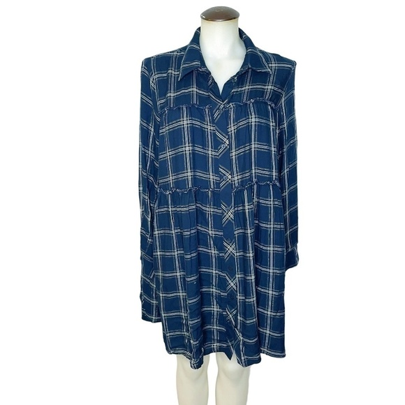 CHECKED Mini Shirt Dress 💙 - Picture 4 of 14